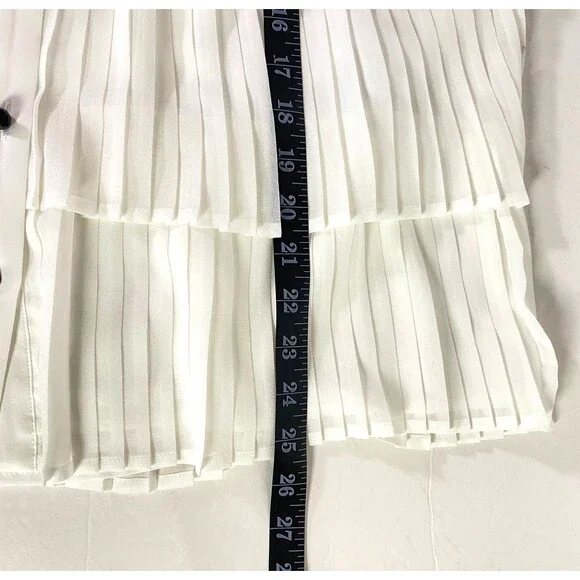 WHBM Tiered Pleats Tank Top Womens Size 14 Off White Black Necktie Lined NWOT - Picture 15 of 15